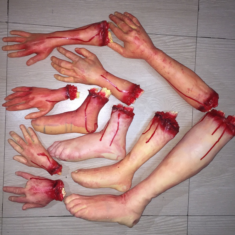 Halloween Scary Fake Hand Finger Leg Foot Horror Props Bloody Hand Haunted House Party Decoration Halloween Accessories